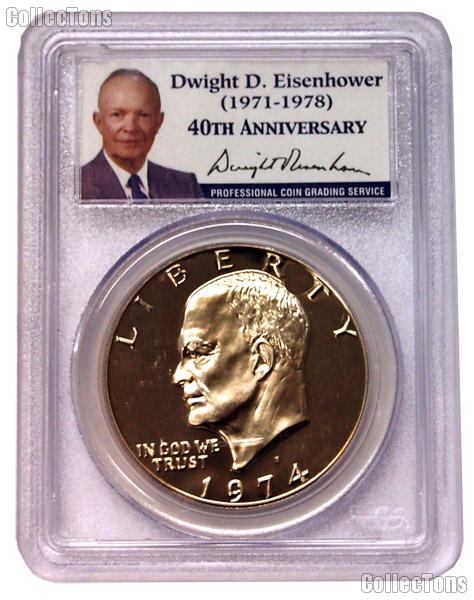 1974-S Eisenhower PROOF Dollar in 40th Anniversary PCGS PR 69 DCAM
