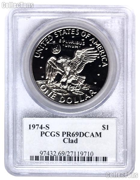 1974-S Eisenhower PROOF Dollar in 40th Anniversary PCGS PR 69 DCAM