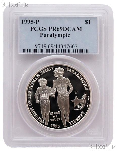 1995-P Atlanta Olympics Paralympics Blind Runner Commemorative Proof Silver Dollar in PCGS PR 69 DCAM
