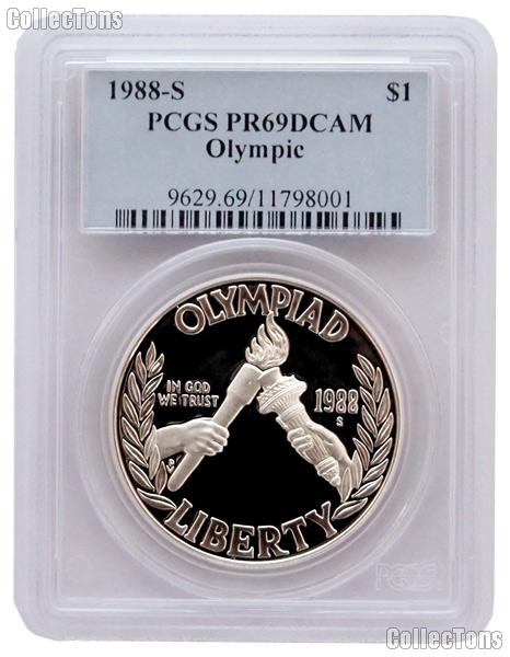 1988-S Seoul Olympiad US Olympic Commemorative Proof Silver Dollar in PCGS PR 69 DCAM