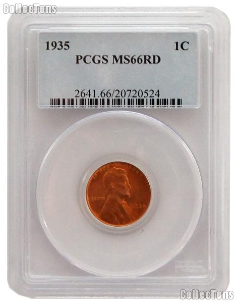 1935 Lincoln Wheat Cent in PCGS MS 66 RD