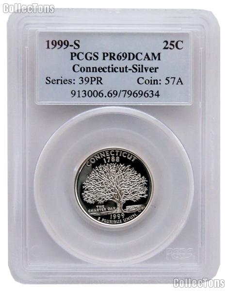 1999-S PCGS PR69DCAM Connecticut SILVER Statehood Quarter 