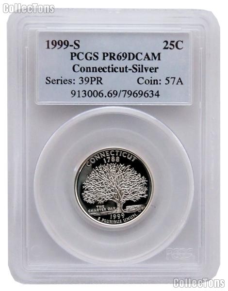 1999-S Connecticut PROOF Silver State Quarter in PCGS PR 69 DCAM