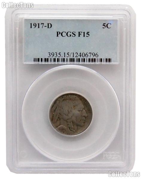 1917-D Buffalo Nickel in PCGS F 15