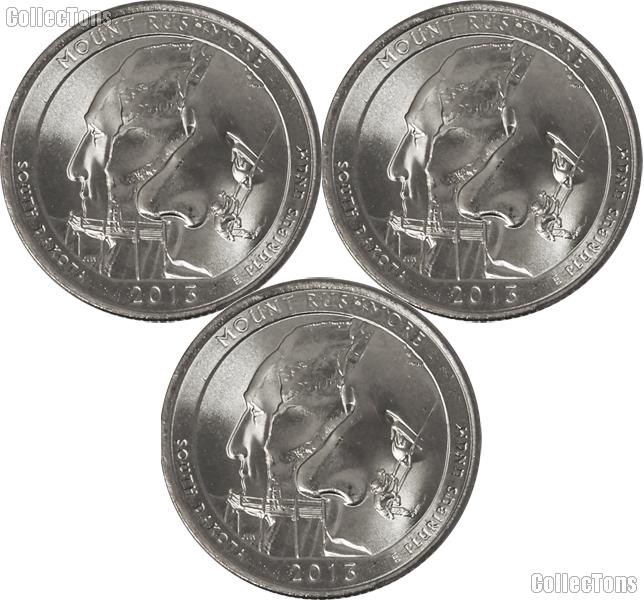 2013 P, D, & S South Dakota Mount Rushmore Memorial National Park Quarters GEM BU America the Beautiful