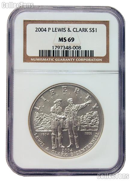 2004-P Lewis and Clark Bicentennial Commemorative Uncirculated Silver Dollar in NGC MS 69
