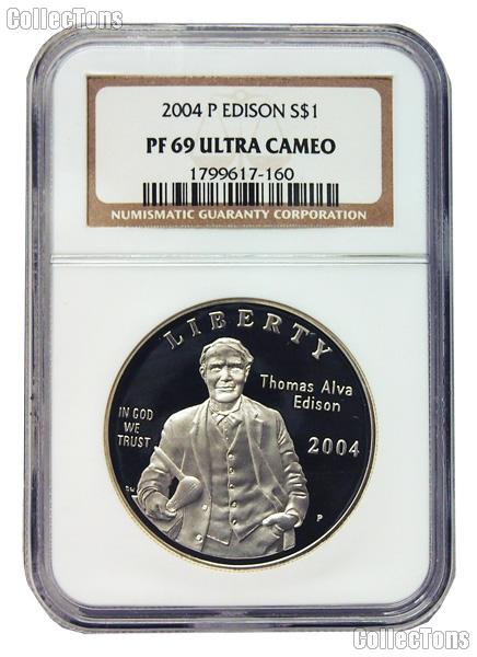 2004-P Thomas Alva Edison Commemorative Proof Silver Dollar in NGC PF 69 Ultra Cameo