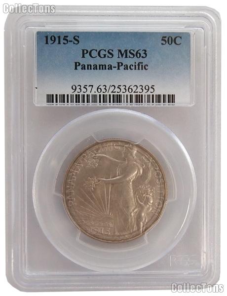 1915-S Panama-Pacific Exposition Commemorative Silver Half Dollar in PCGS MS 63