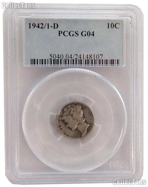 1942/1-D Mercury Silver Dime (42 over 41) in PCGS G 04