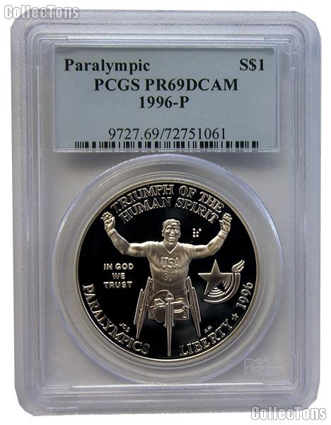 1996-P Atlanta Games Paralympics Commemorative Proof Silver Dollar in PCGS PR 69 DCAM