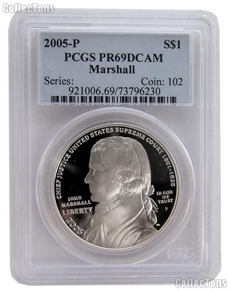 2005-P Chief Justice John Marshall Commemorative Proof Silver Dollar in PCGS PR 69 DCAM
