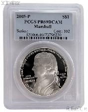 2005-P Chief Justice John Marshall Commemorative Proof Silver Dollar in PCGS PR 69 DCAM