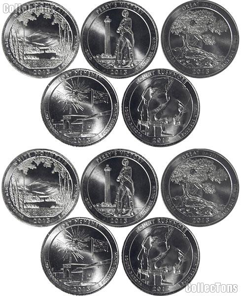 2013 National Park Quarters Complete Set P & D Uncirculated (10 Coins) NH, OH, NV, MD, SD