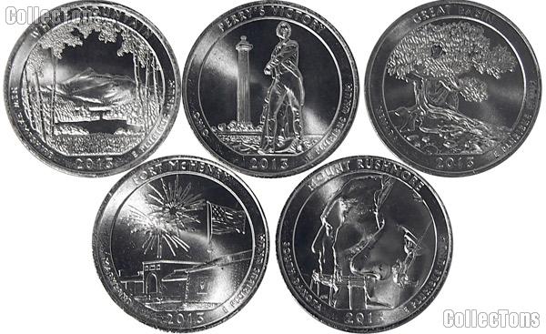 2013 National Park Quarters Complete Set San Francisco (S) Mint  Uncirculated (5 Coins) NH, OH, NV, MD, SD
