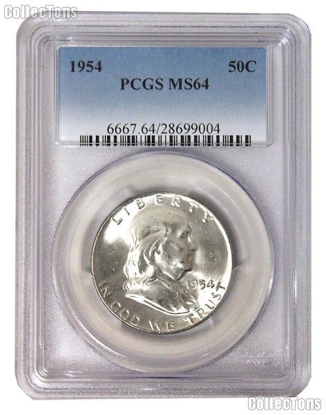 1954 Franklin Silver Half Dollar in PCGS MS 64