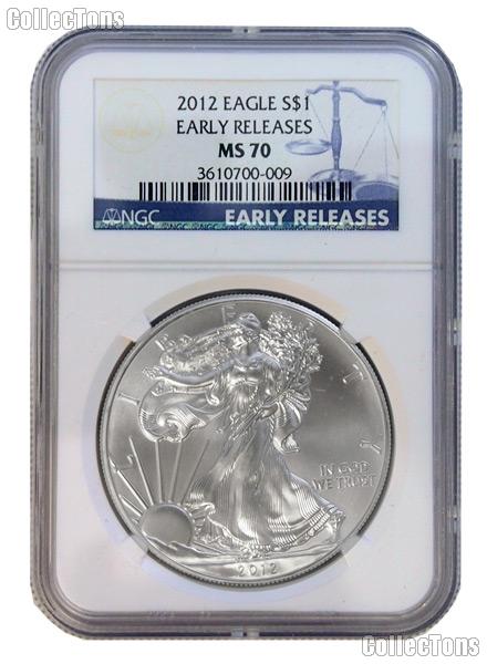 2012 American Silver Eagle Dollar in NGC Early Releases MS 70