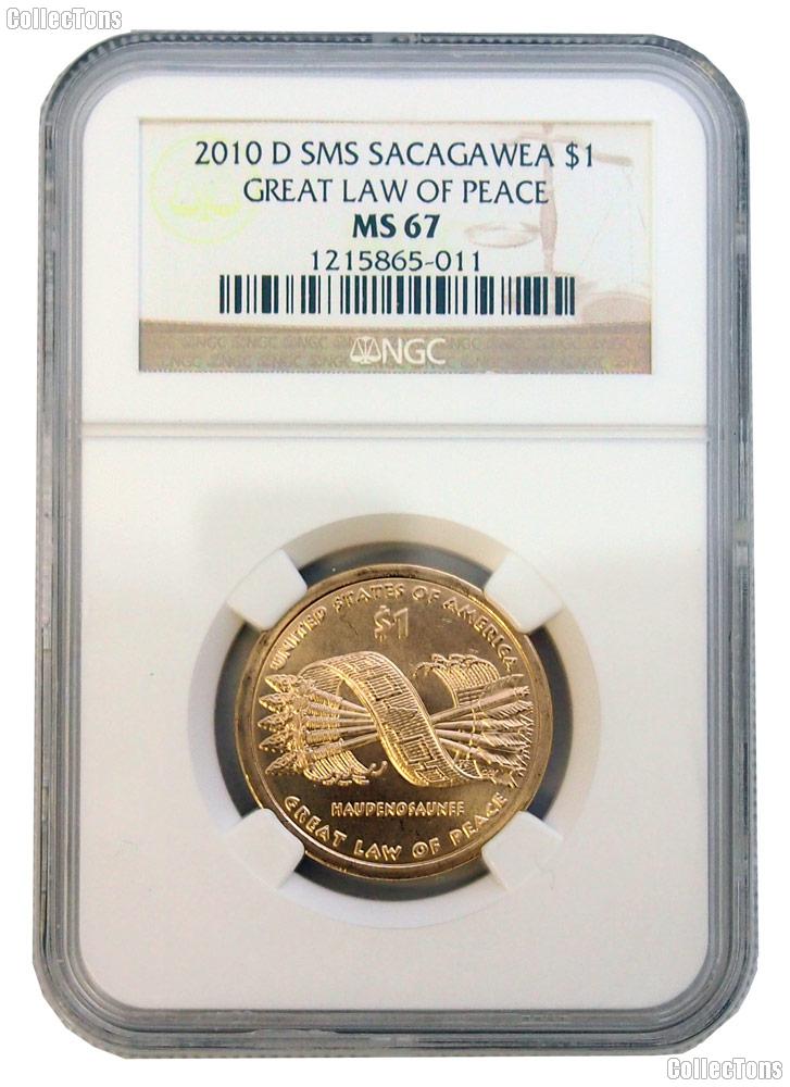 2010-D Sacagwea SMS Native American Great Law of Peace Golden Dollar NGC MS 67