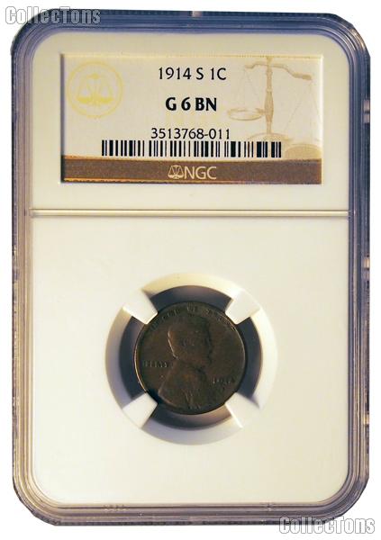 1914-S Lincoln Wheat Cent KEY DATE in NGC G 6 BN (Brown)