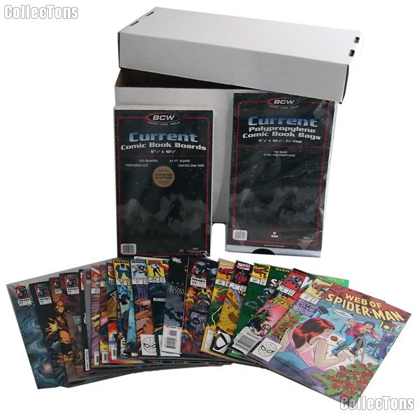 Comic Book Collecting Starter Set Kit with Box, Boards, Bags, and Comics
