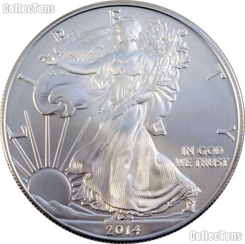 2014 American Silver Eagle Dollar in a Blue Velvet Box w/ Coin Holder