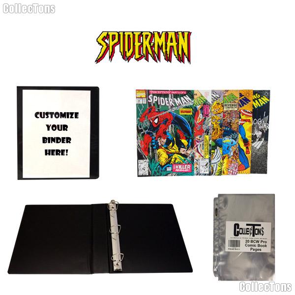 SPIDERMAN Comic Book Collecting Starter Set Kit with Binder, Pages, and Comics
