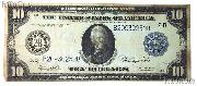 Ten Dollar Bill Federal Reserve Note Blue Seal Large Size Series 1914 US Currency