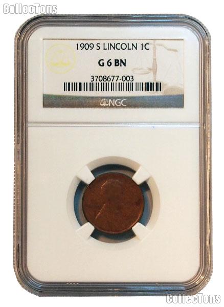 1909-S Lincoln Wheat Cent KEY DATE in NGC G 6 BN (Brown)
