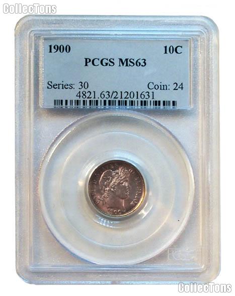1900 Barber Liberty Head Silver Dime in PCGS MS 63