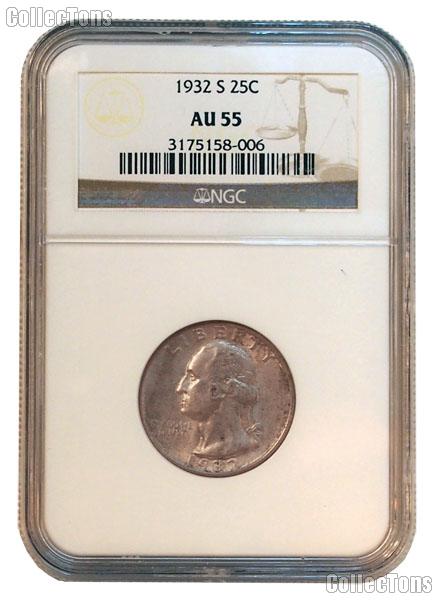 1932-S Washington Silver Quarter KEY DATE in NGC AU 55