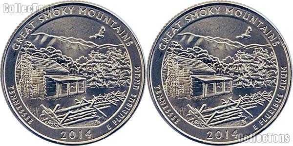 2014 P & D Tennessee Great Smoky Mountains National Park Quarters GEM BU America the Beautiful