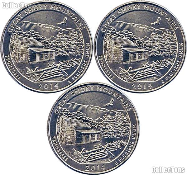 2014 P, D, & S Tennessee Great Smoky Mountains National Park Quarters GEM BU America the Beautiful