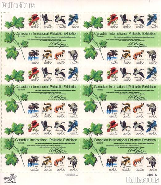 1978 CAPEX Issue - Wildlife from Canadian / US Border 13 Cent US Postage Stamp MNH Sheet of 48 Scott# 1757
