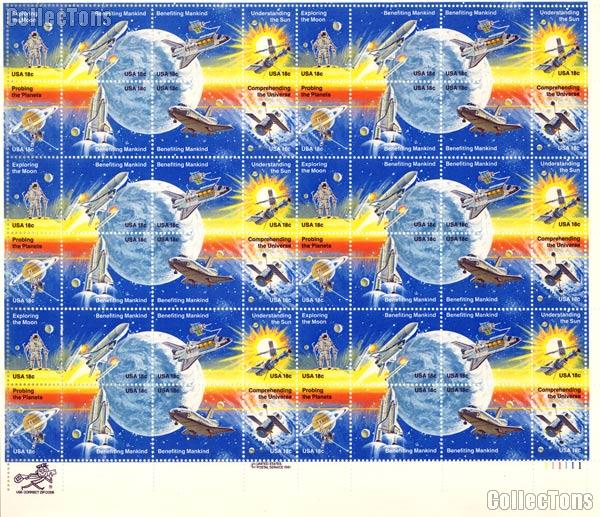 1981 Space Achievement 18 Cent US Postage Stamp Sheet MNH of 48 Scott #1912 - #1919