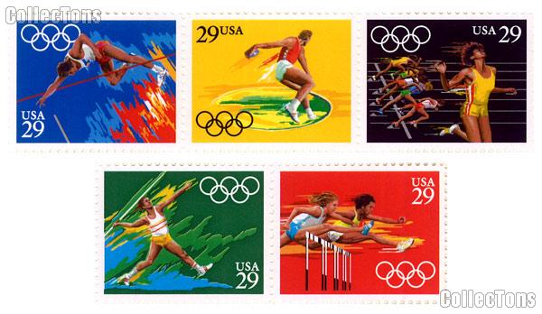 1991 Summer Olympics 29 Cent US Postage Stamp MNH Sheet of 40 Scott #2553  - #2557