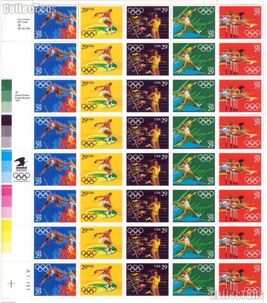 1991 Summer Olympics 29 Cent US Postage Stamp MNH Sheet of 40 Scott #2553  - #2557