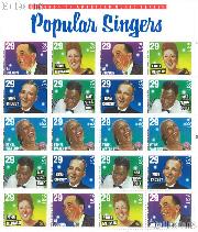 1994 Legends of American Music Series - Popular Singers 29 Cent US Postage Stamp MNH Sheet of 20 Scott #2849 - #2853