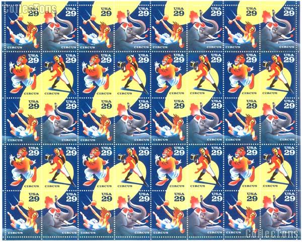 1993 Circus -  29 Cent US Postage Stamp MNH Sheet of 40 Scott #2750 - #2753
