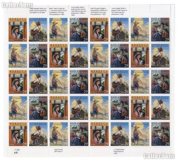 1993 Classic Books 29 Cent US Postage Stamp MNH Sheet of 40 Scott #2785 - #2788