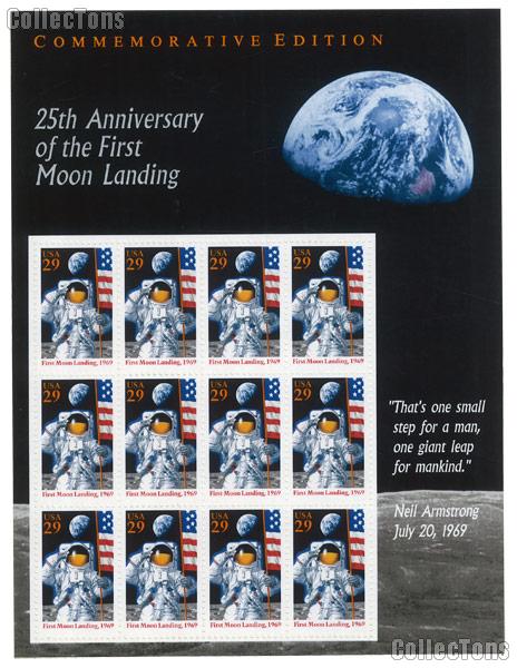 1994 Moon Landing 25th Anniversary 29 Cent US Postage Stamp MNH Sheet of 12 Scott #2841