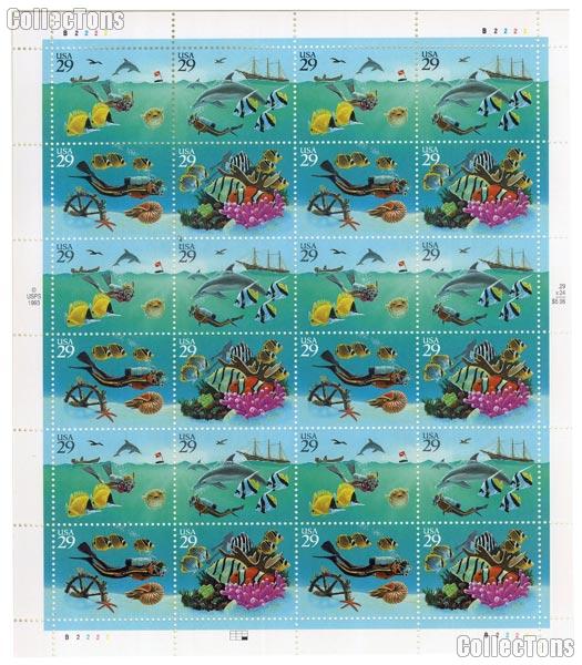 1994 Wonders of the Sea 29 Cent US Postage Stamp MNH Sheet of 24 Scott #2863 - #2866