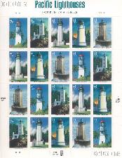 2007 Pacific Lighthouses 41 Cent US Postage Stamp Unused Sheet of 20 Scott #4146 - #4150