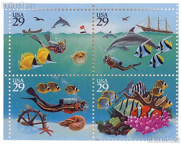 1994 Wonders of the Sea 29 Cent US Postage Stamp MNH Sheet of 24 Scott #2863 - #2866