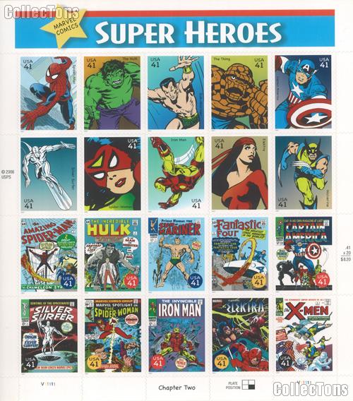 2007 United States Marvel Comics 41 Cent US Postage Stamp Unused Sheet of 20 Scott #4159