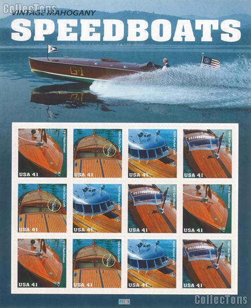 2007 United States Speedboats 41 Cent US Postage Stamp Unused Sheet of 12 Scott #4160 - #4163
