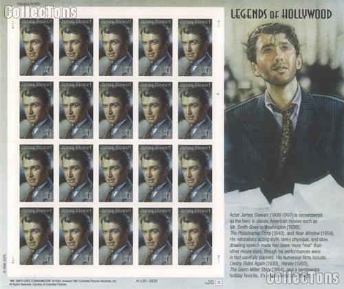 2007 United States James Stewart 41 Cent US Postage Stamp Unused Sheet of 20 Scott #4197