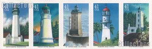 2007 Pacific Lighthouses 41 Cent US Postage Stamp Unused Sheet of 20 Scott #4146 - #4150