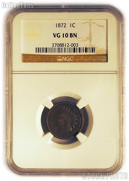 1872 Indian Head Cent KEY DATE in NGC VG 10 BN (Brown)