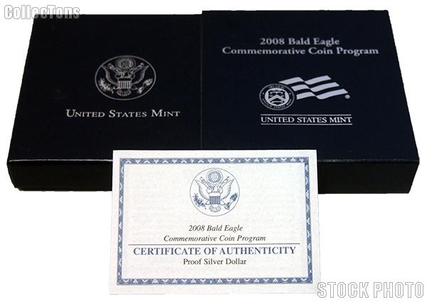 2008-P Bald Eagle Commemorative Proof Silver Dollar OGP Replacement Box and COA