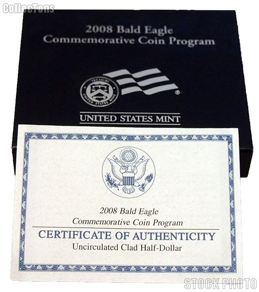 2008 Bald Eagle Commemorative Uncirculated Half Dollar OGP Replacement Box and COA