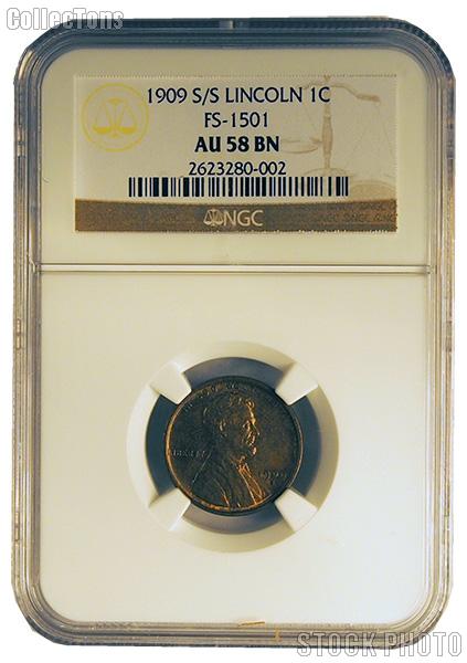 1909-S/S Lincoln Wheat Cent KEY DATE in NGC AU 58 BN (Brown)